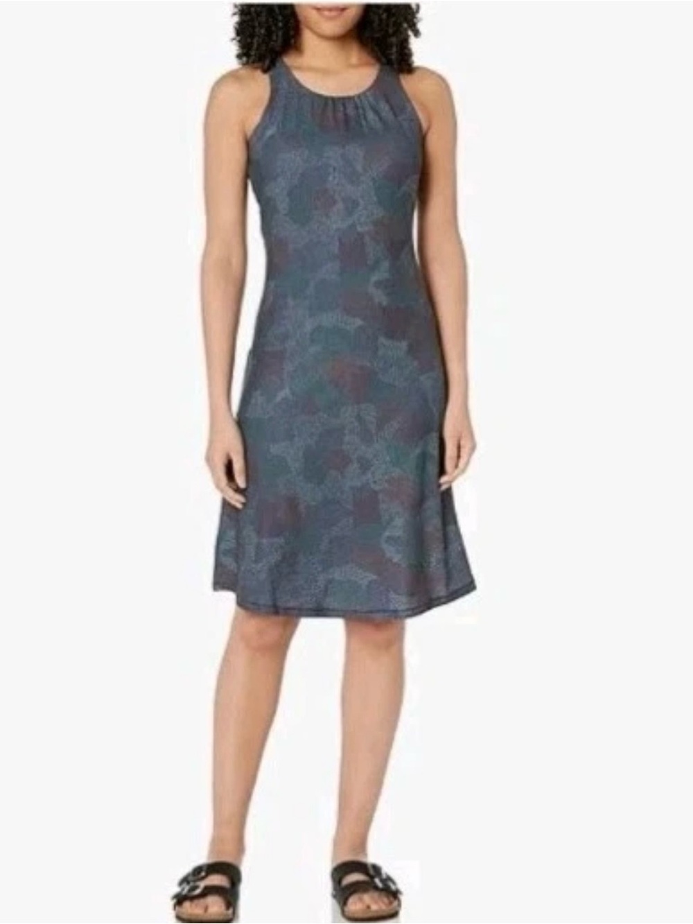 Prana Skypath Dress Deep Pine Dotted Gray Large